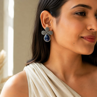 Monalisa stone Statement light-weighted  Silver Earrings