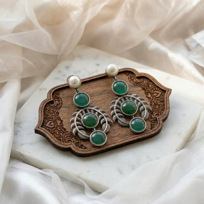 Monalisa stone Statement light-weighted  Silver Earrings