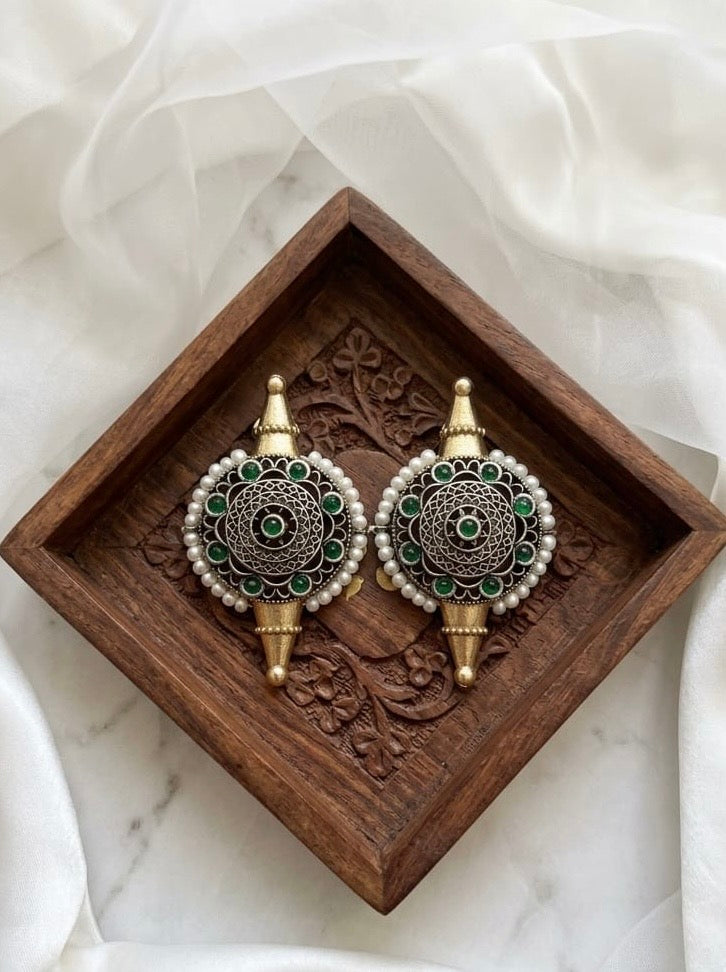 Monalisa stone Statement light-weighted  Silver Earrings