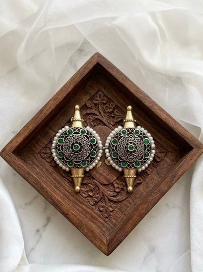 Monalisa stone Statement light-weighted  Silver Earrings