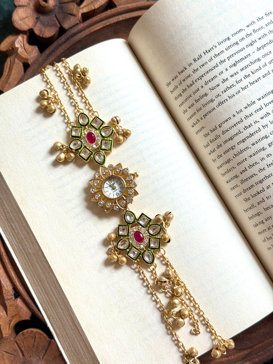 Kundan designed Watch | hand Jewelry