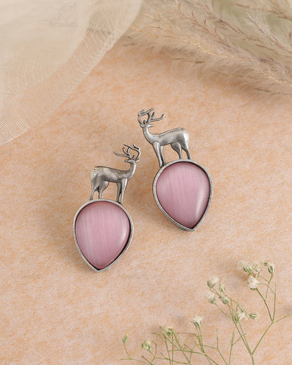 Deer Stud Monalisa Stone Earrings