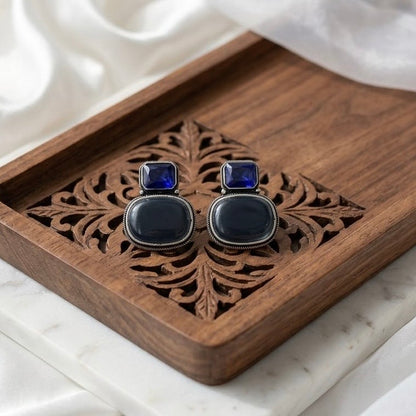 Monalisa stone Statement light-weighted  Silver Earrings