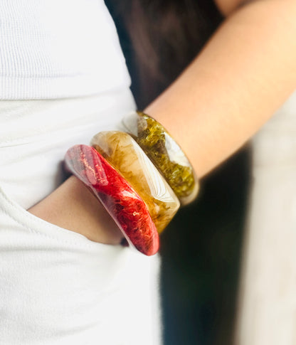 Resin Bracelet Stack / kada 3- piece Set colorful