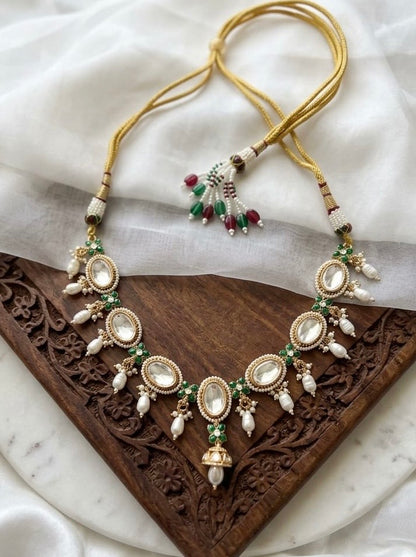 meraaki - heritage 18k gold plated kundan necklace set