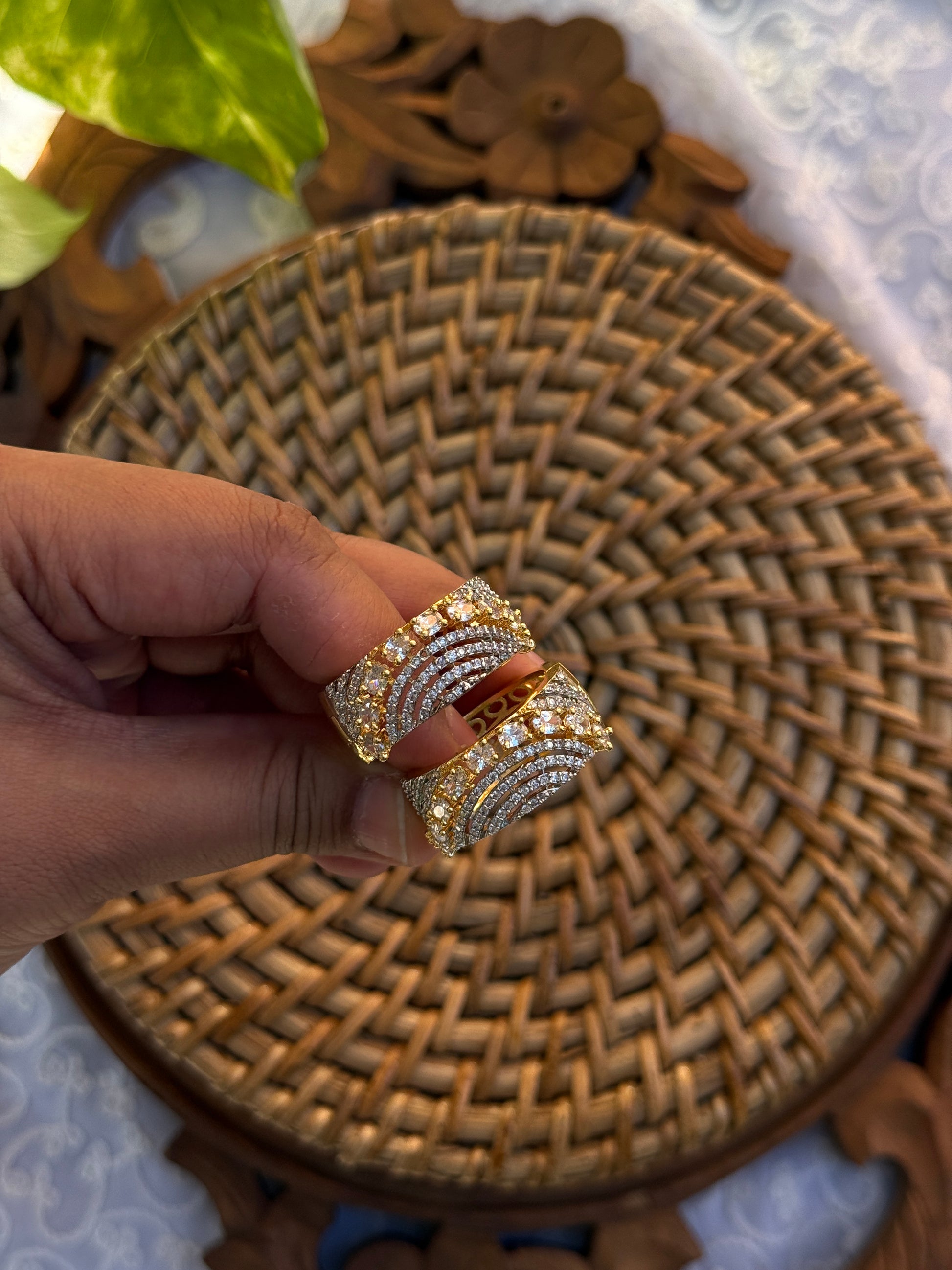 American Diamond studded Baaliyan | बालियाँ oxidised German silver Earrings saree kurta Bloom - By Sushmita India Navratri Diwali Ganpati holi Eid