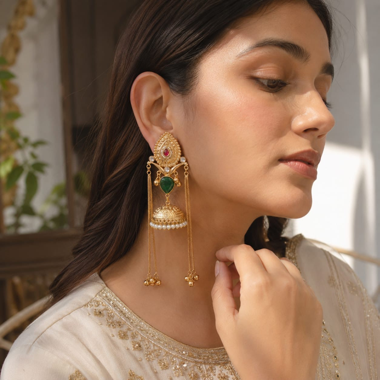 Sanya | gold plated Jhumka Earrings