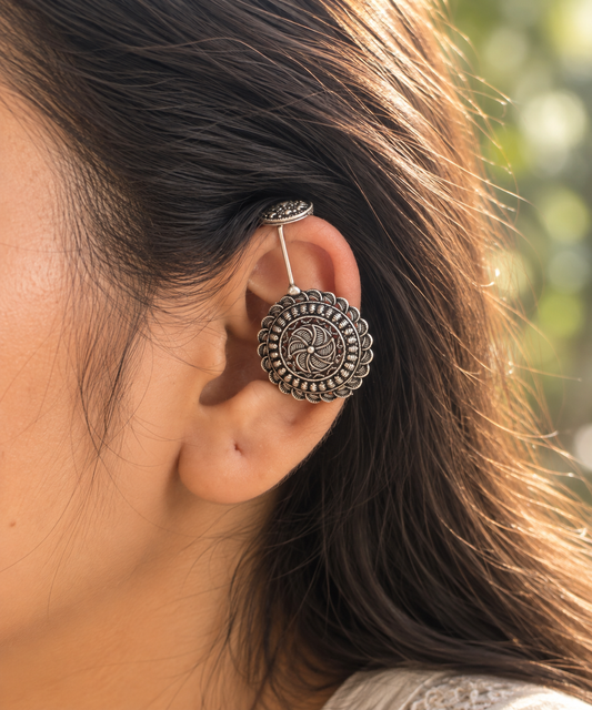 Clip on silver bugadi | Non piercing Ear cuffs | Earrings