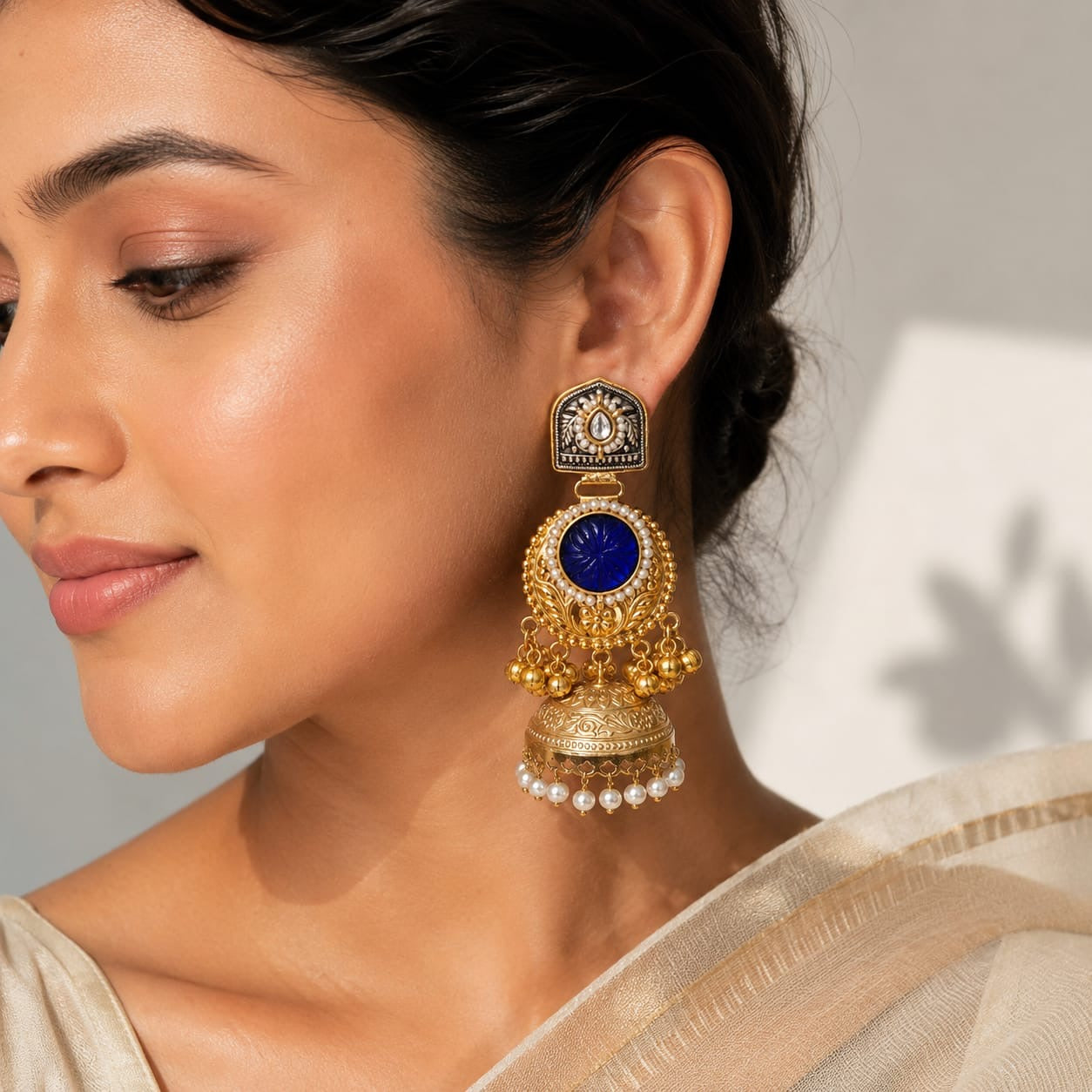 Tanya | gold plated Jhumka Earrings