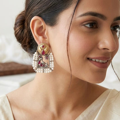 Monalisa stone Statement light-weighted  Silver Earrings