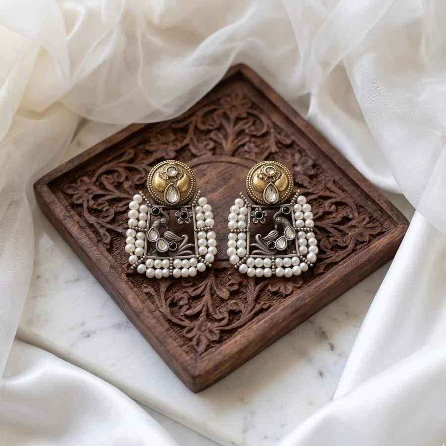 Monalisa stone Statement light-weighted  Silver Earrings