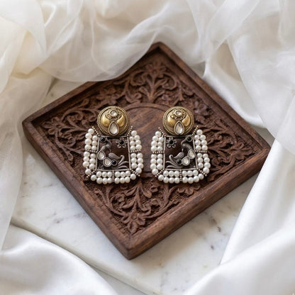 Monalisa stone Statement light-weighted  Silver Earrings