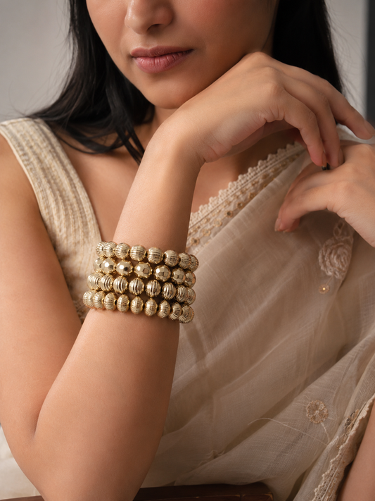 Gold plated Bracelet Stack / kada 4- piece set