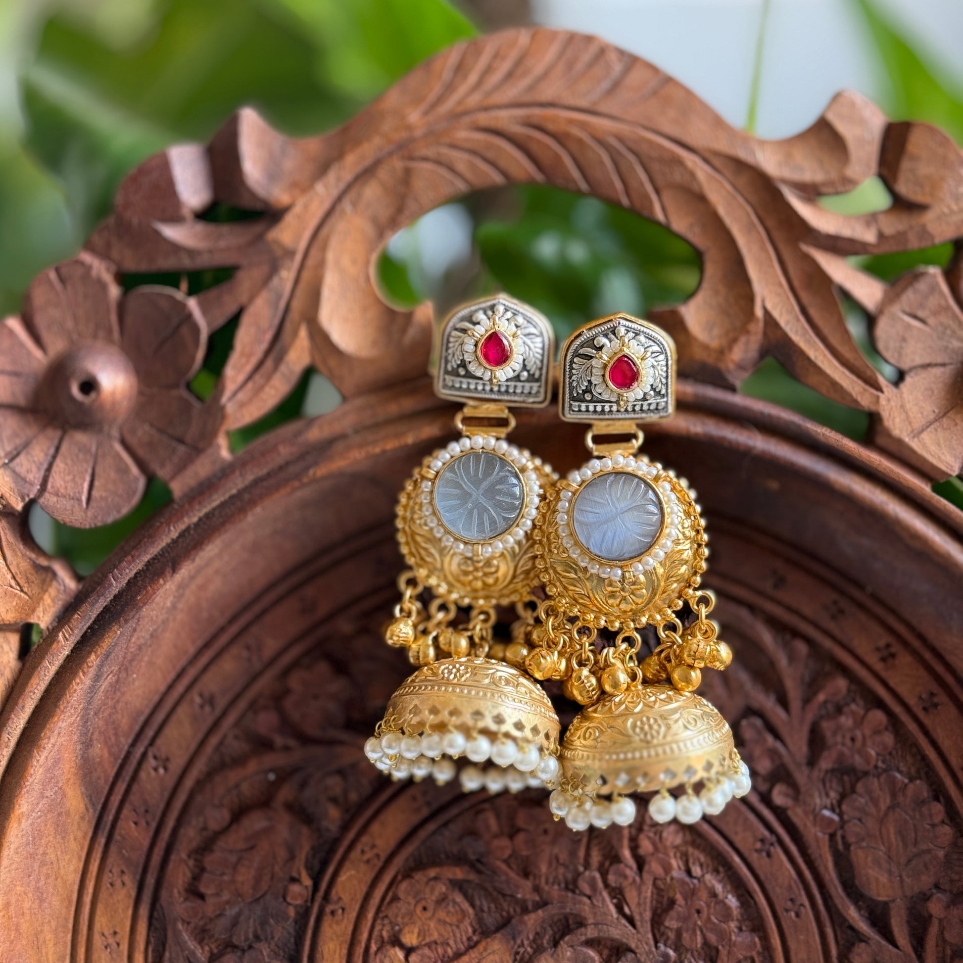 Tanya gold plated Jhumka Earrings – Bloom By Sushmita