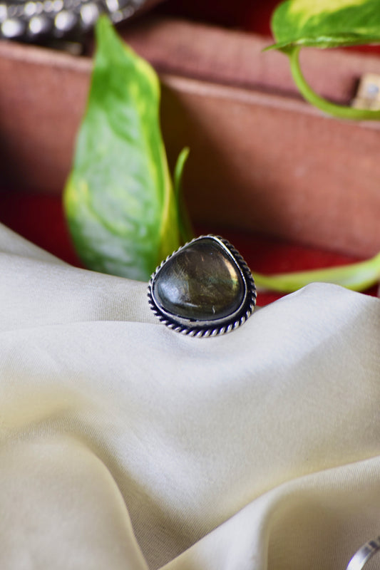Natural Stone Adjustable Ring - Bloom - By Sushmita