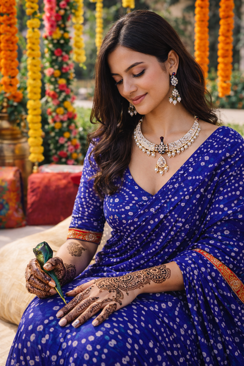 Rajwada - heritage 18k gold plated kundan necklace set with meenakari work | Gangaur