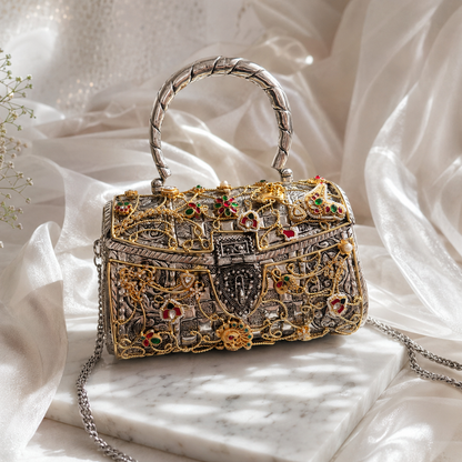 Multicolor Dual-Tone Jadau Kundan Embellished premium Bag by