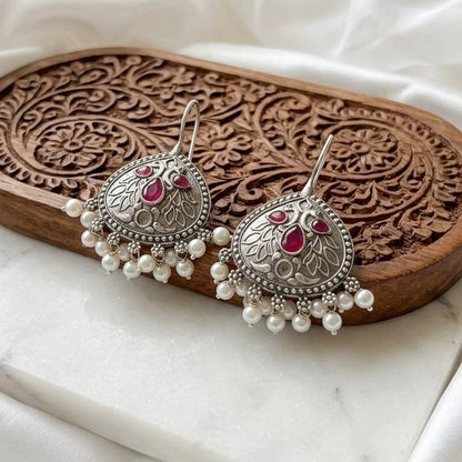 Monalisa stone Statement light-weighted Silver Earrings