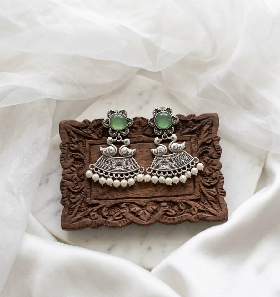 Monalisa stone Statement light-weighted  Silver Earrings