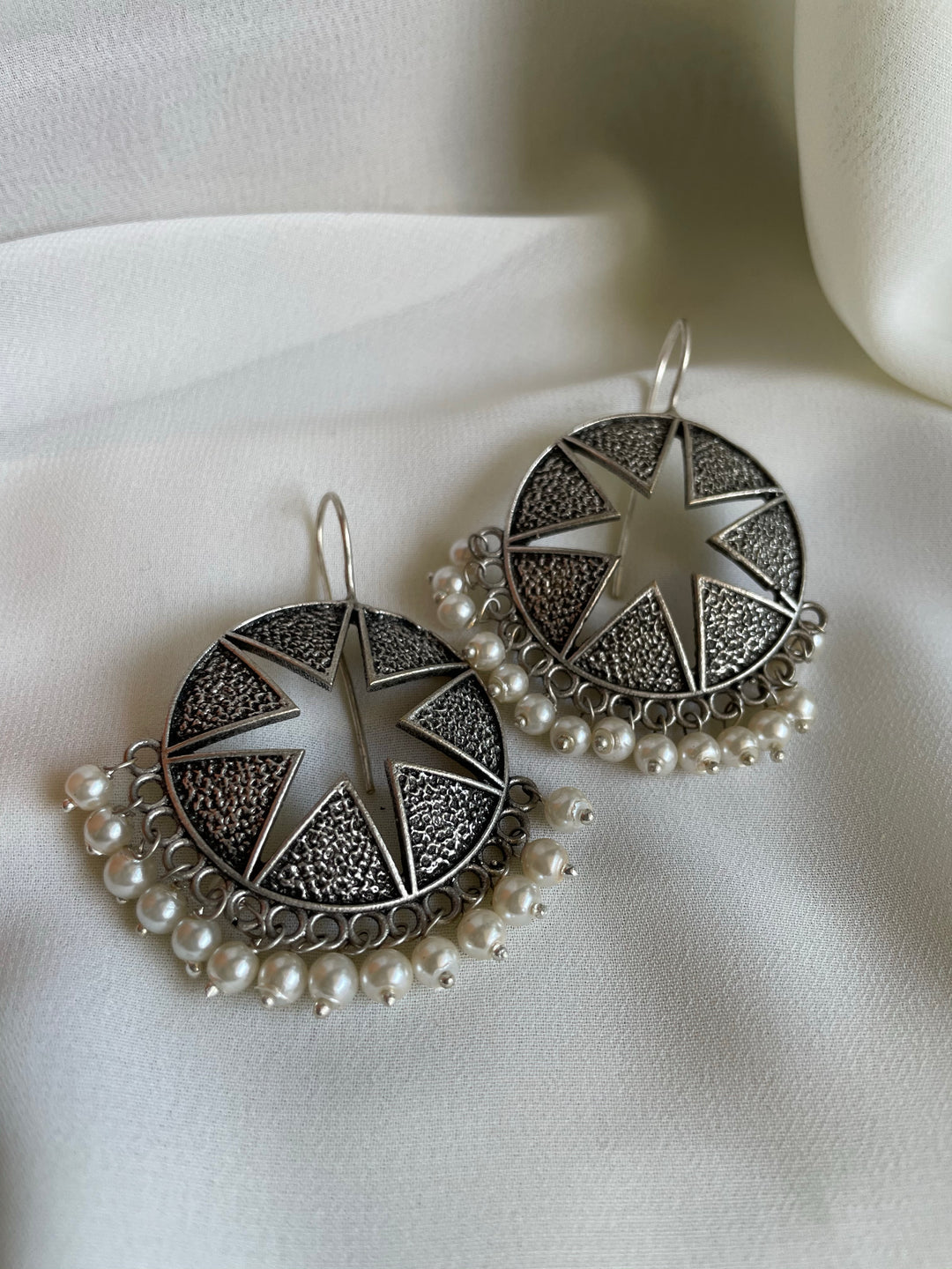 White Pearl Star Earrings - Bloom - By Sushmita