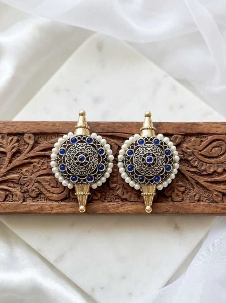 Monalisa stone Statement light-weighted  Silver Earrings