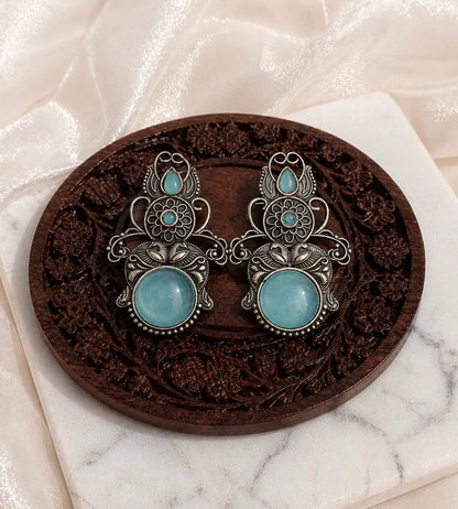 Monalisa stone Statement light-weighted  Silver Earrings