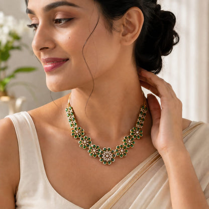 meraaki - heritage 18k gold plated kundan necklace set