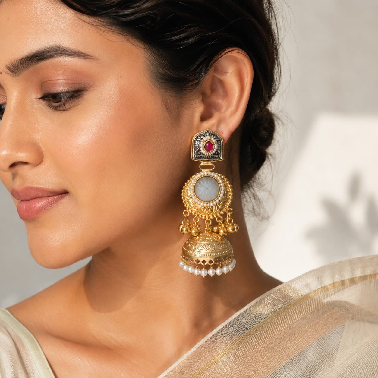 Tanya | gold plated Jhumka Earrings