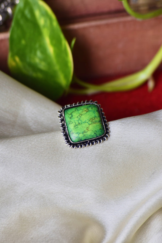 Natural Stone Adjustable Ring - Bloom - By Sushmita