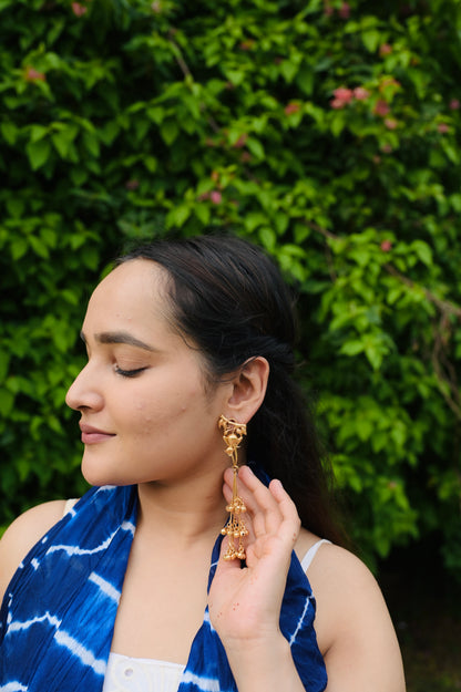 baanar | Golden Ghungru tassel Jhumka Earring