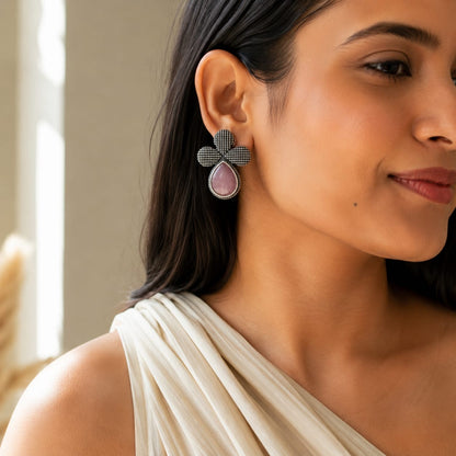 Monalisa stone Statement light-weighted  Silver Earrings