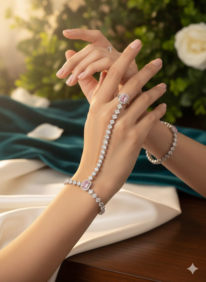 Rhodium Plated Zirconia Studded Fashionable Hath Phool