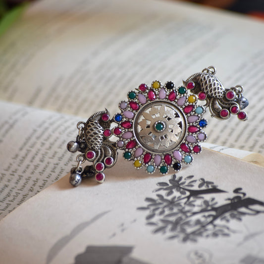 Fusion Ring Default Title oxidised German silver Rings ethnic statement jewellery for saree kurta lehengas outfits by Bloom - By Sushmita India