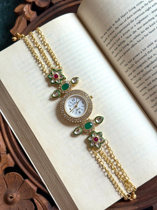 Kundan designed Watch | hand Jewelry