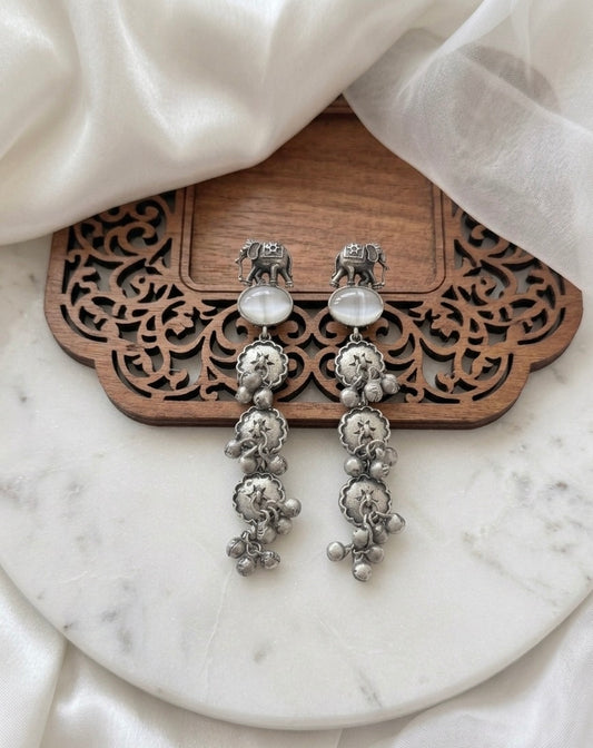 Monalisa stone Statement light-weighted  Silver Earrings