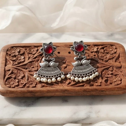 Monalisa stone Statement light-weighted  Silver Earrings