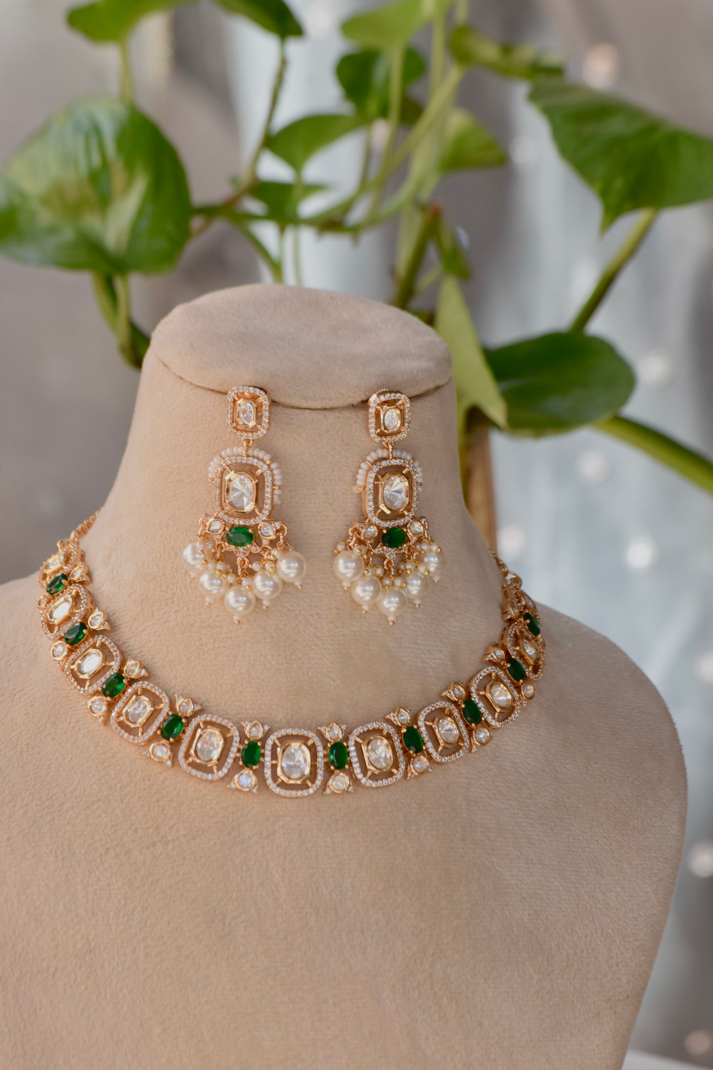 Swarna - heritage 18k gold plated kundan necklace set