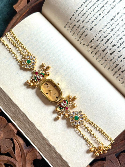 Kundan designed kashmiri Watch | hand Jewelry