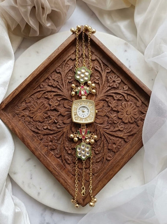 Kundan designed Watch | hand Jewelry