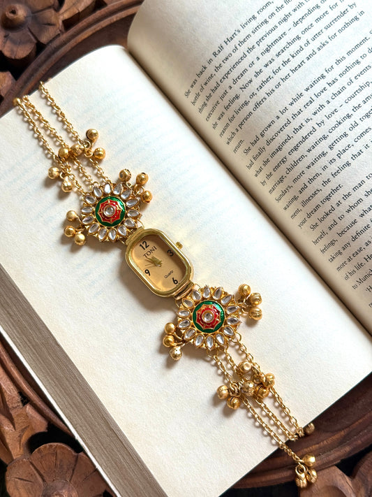 Kundan designed Watch | hand Jewelry