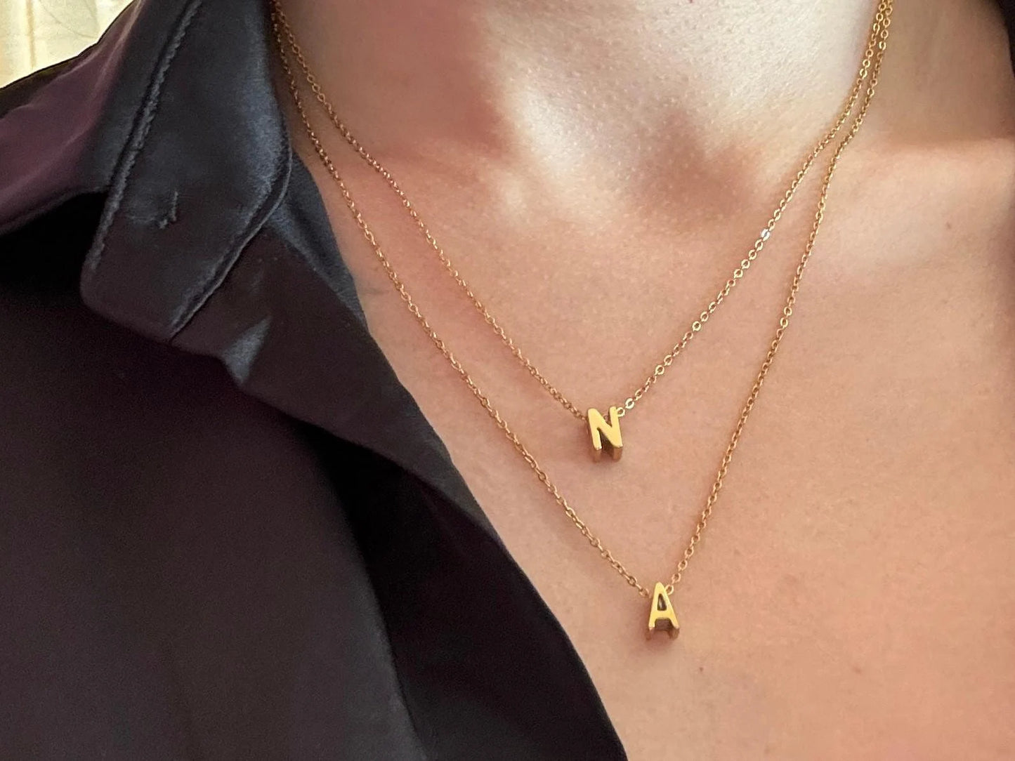18k Gold plated Anti tarnish Initial Chain Necklace