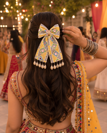 Navratri Bow Hair Clips | Festive Garba Hair Accessories