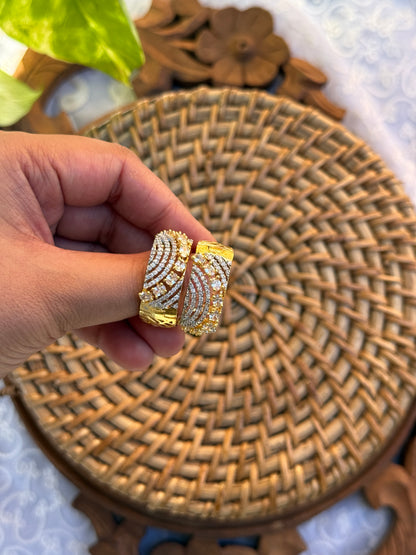American Diamond studded Baaliyan | बालियाँ oxidised German silver Earrings saree kurta Bloom - By Sushmita India Navratri Diwali Ganpati holi Eid
