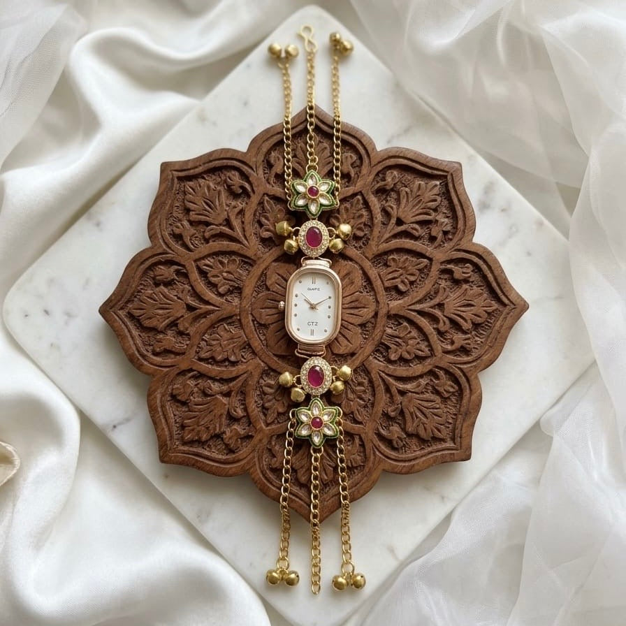 Kundan designed Watch | hand Jewelry