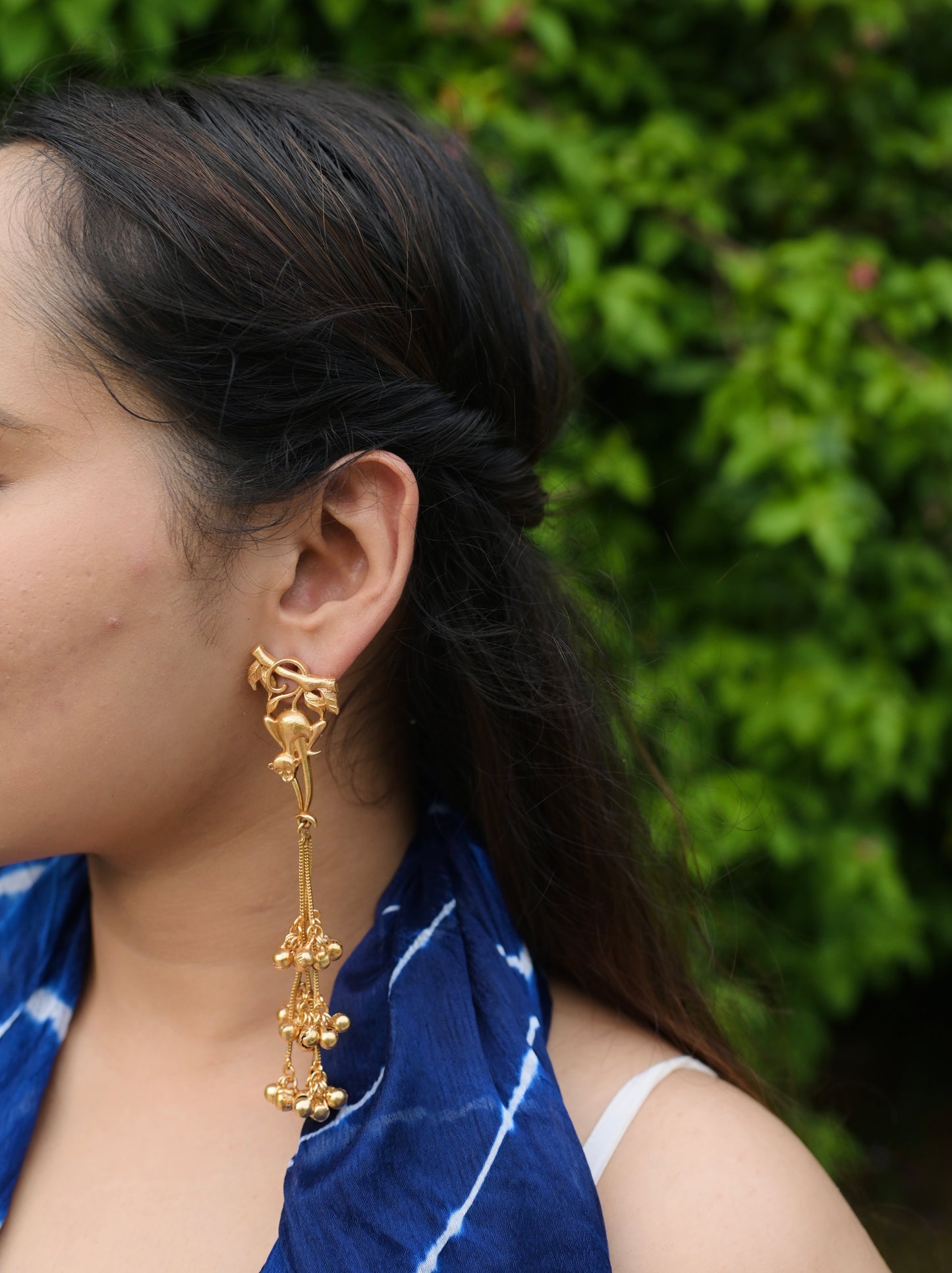 baanar | Golden Ghungru tassel Jhumka Earring