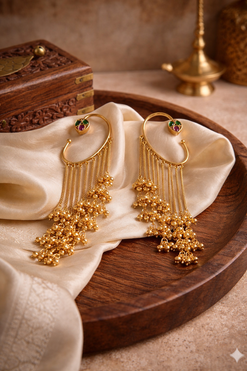Suparna  | gold plated tassel ear cuffs | ghungru Earrings