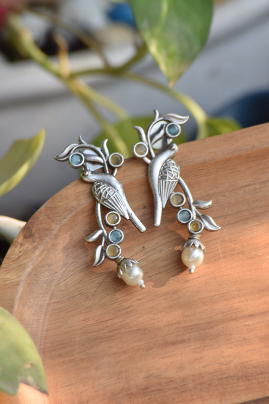Qurbat Silver Earrings - Bloom - By Sushmita