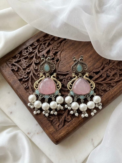 Monalisa stone Statement light-weighted  Silver Earrings