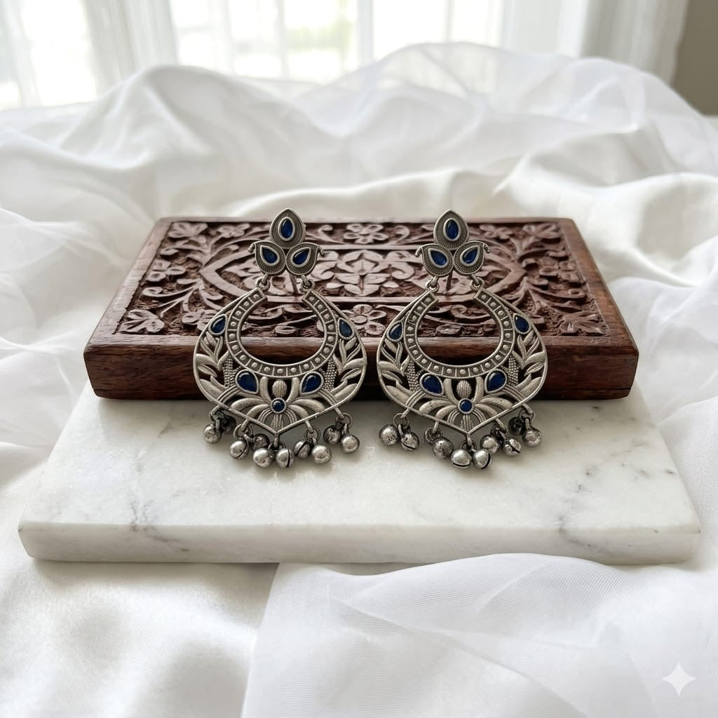 Monalisa stone Statement light-weighted  Silver Earrings