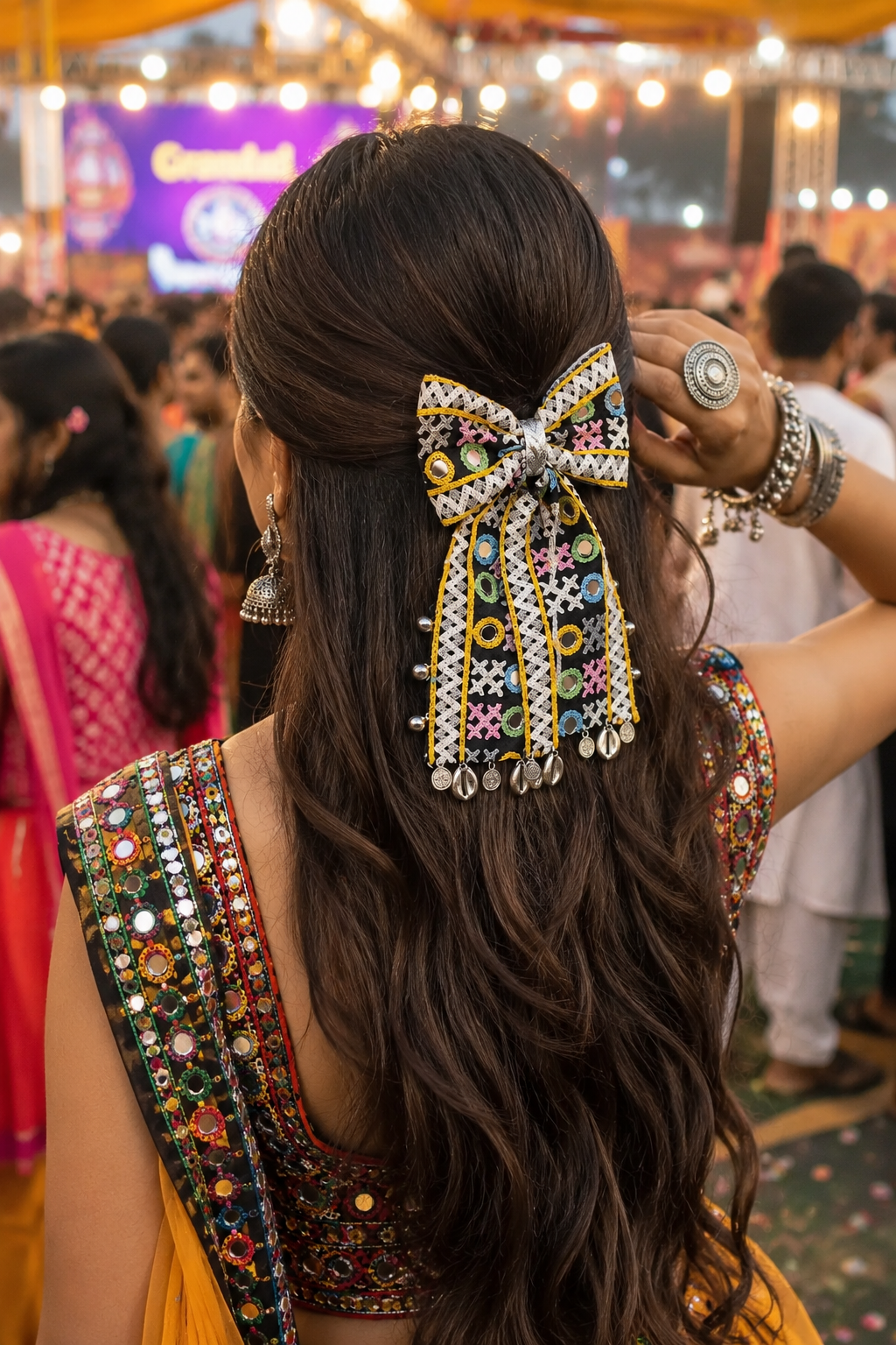 Navratri Bow Hair Clips | Festive Garba Hair Accessories